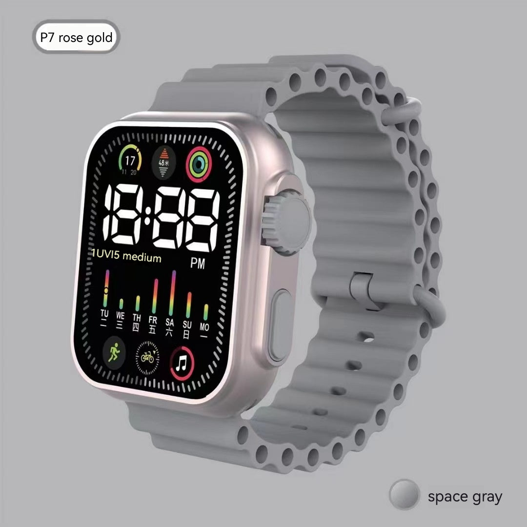 Smartwatch with a gray band on a light gray background