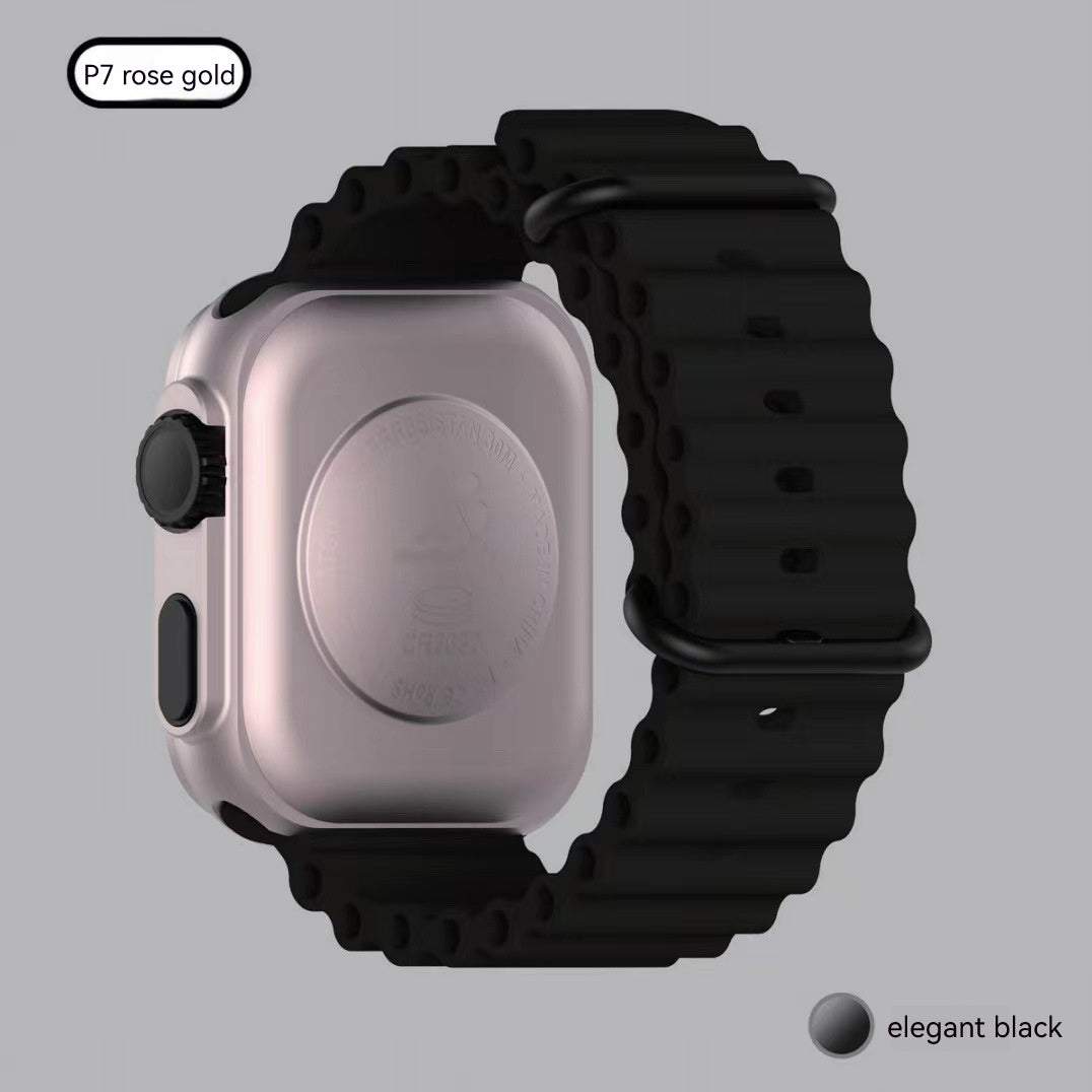 Smartwatch with a black band on a gray background