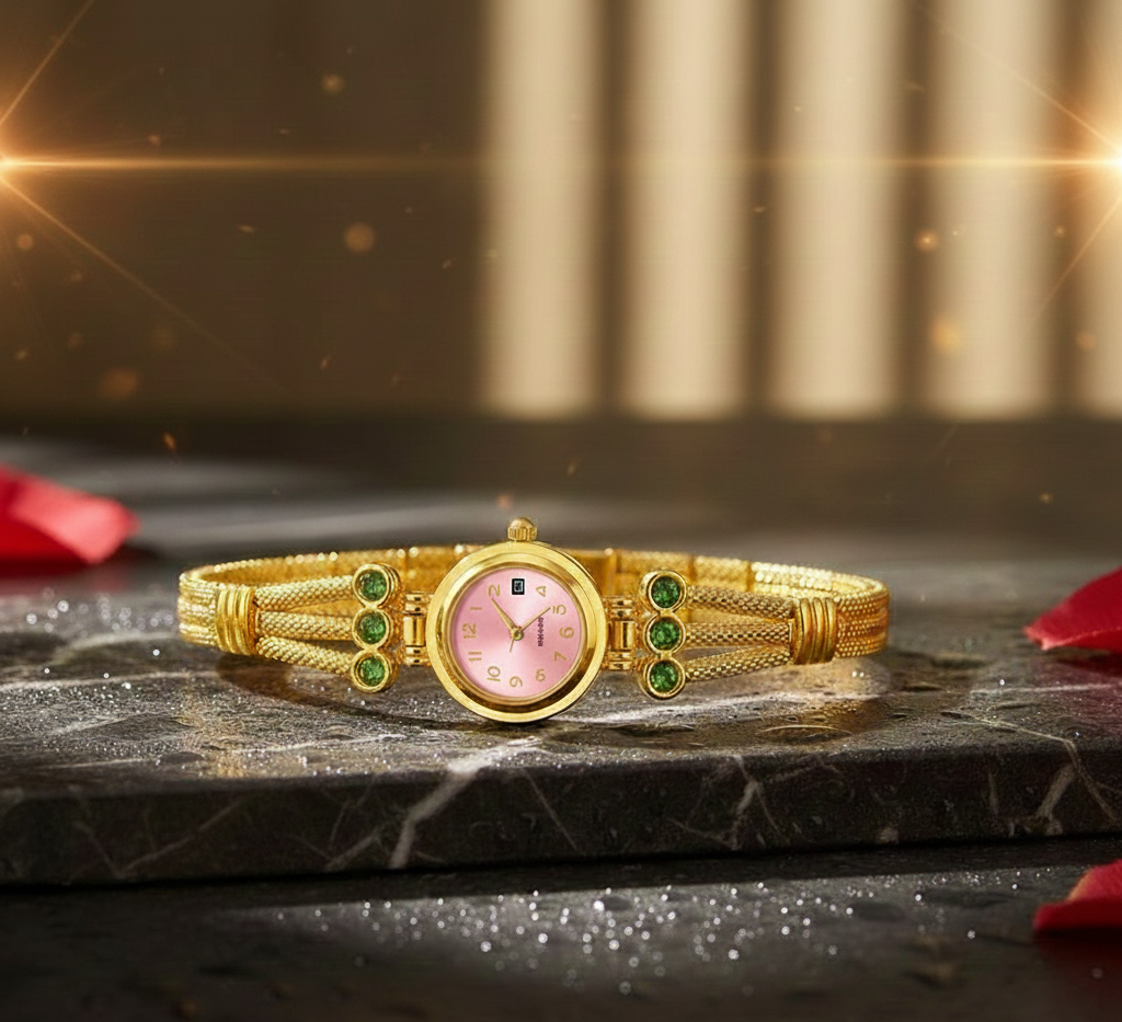 
 folding buckle alloy strap quartz watch with elegant metal 